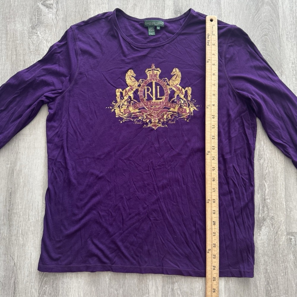 Lauren Ralph Lauren Purple Long Sleeve Cotton Shirt RL Logo Size Womens XL - Picture 4 of 6